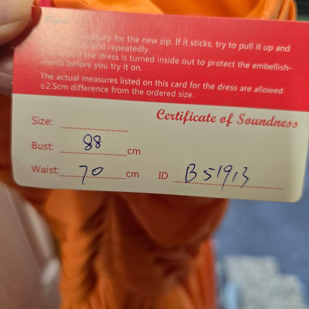 Orange One Shoulder Chiffon Pleated Cocktail Party Dress B51913 - Picture 4 of 4